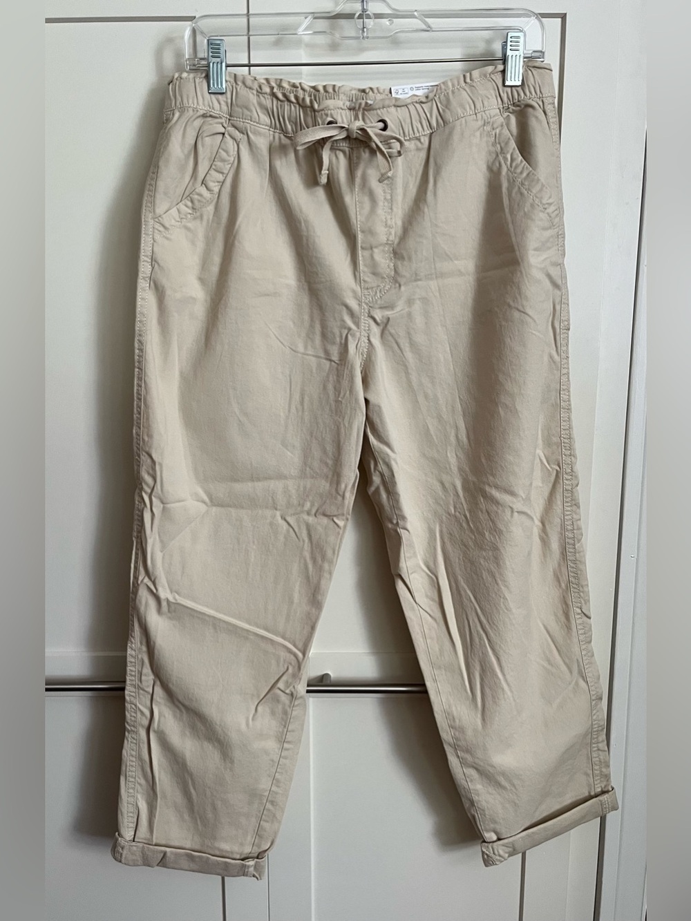 NWT Sonoma Beige Paper Bag Waist Capri Pants